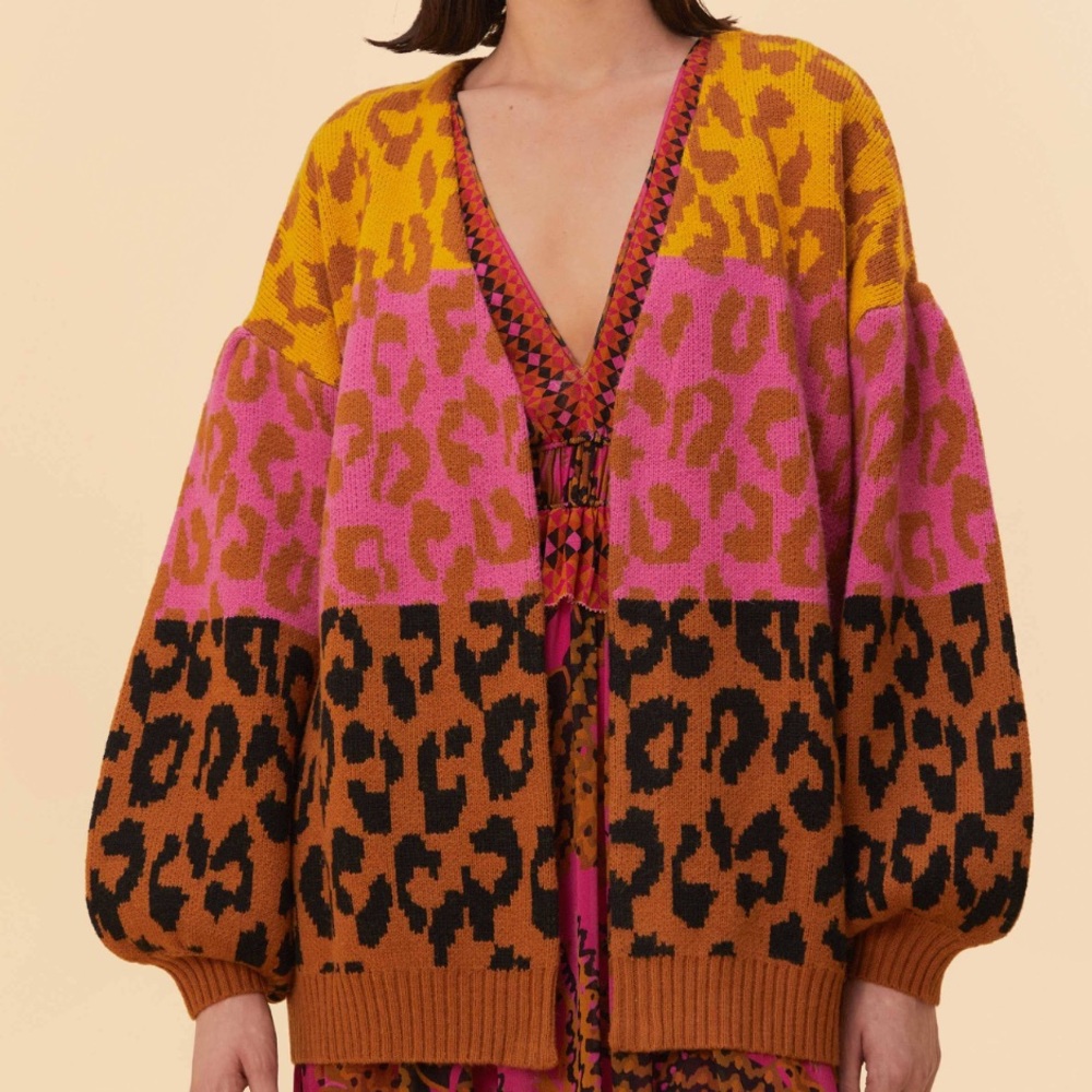 Farm Rio Colorful Leopards Cardigan Sweater 🐆